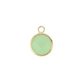 10mm Round Mint Green Faceted Glass Charm with Gold Plating