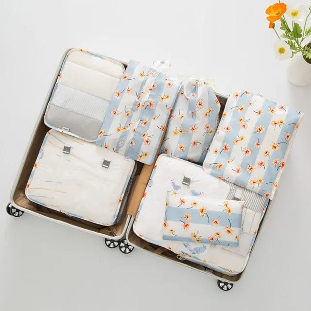 7PCS/Set Luggage Packing Travel Organizer Clothes Storage Waterproof Bags Mesh Bag In Pouch Packing CubeTravel Accessories