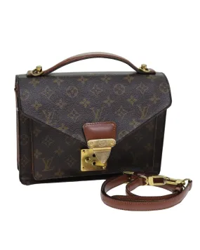 Authentic LOUIS VUITTON Sac Plat Monogram Canvas Shoulder Bag