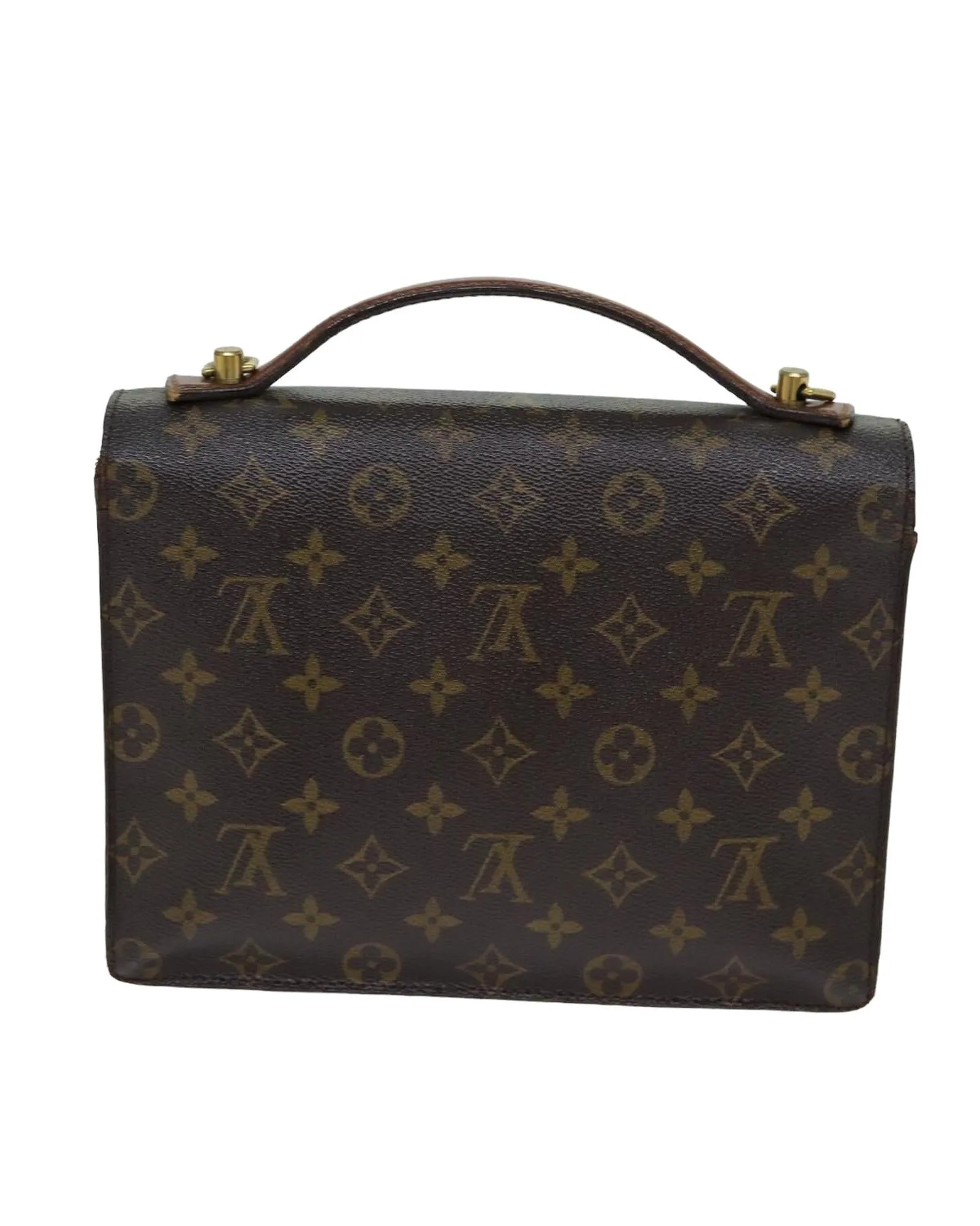 Authentic LOUIS VUITTON Sac Plat Monogram Canvas Shoulder Bag