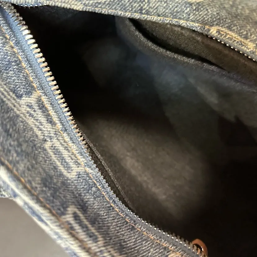 Balenciaga Blue Denim Motorcycle Bag 25cm