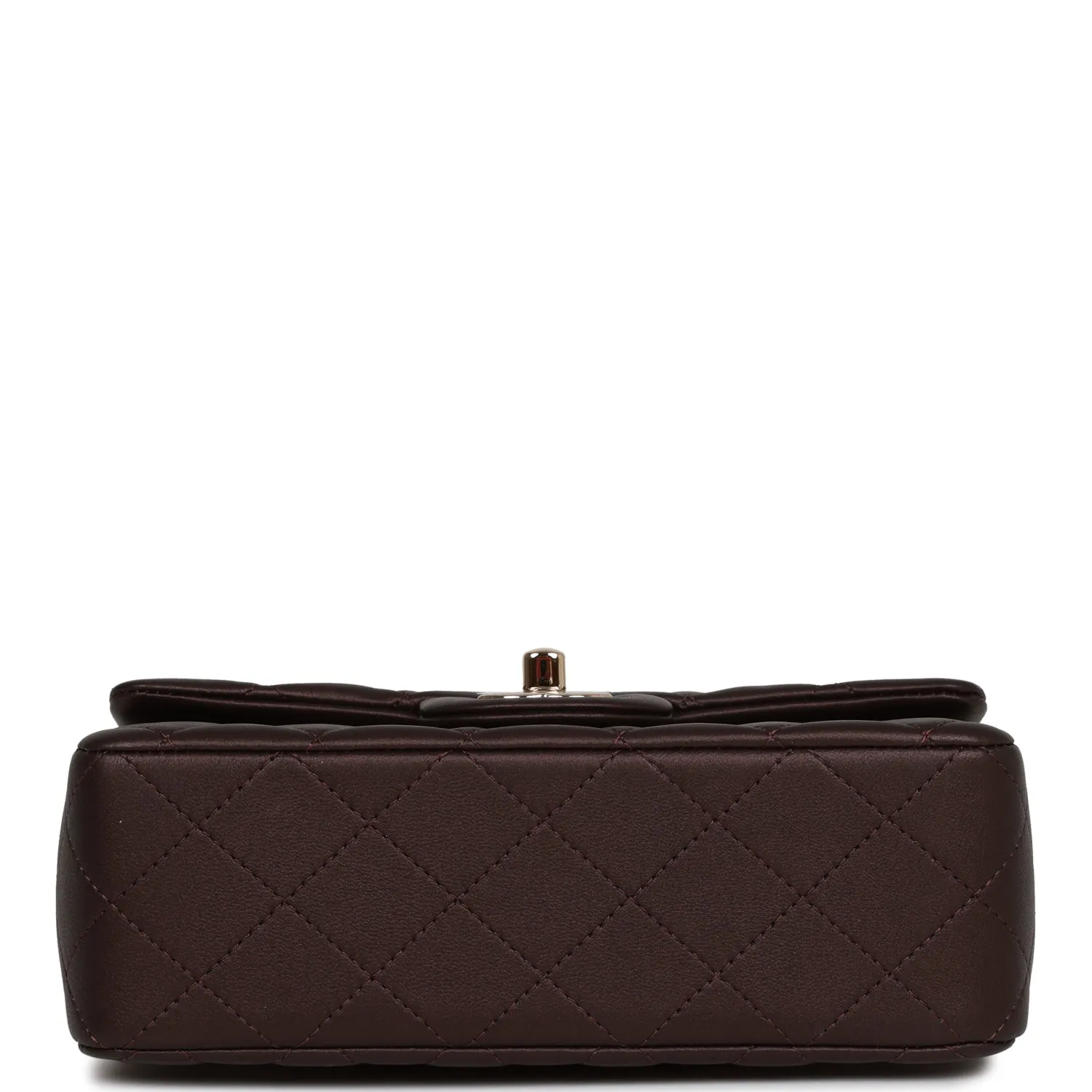 Chanel Mini Rectangular Flap Bag with Top Handle Burgundy Lambskin Light Gold Hardware