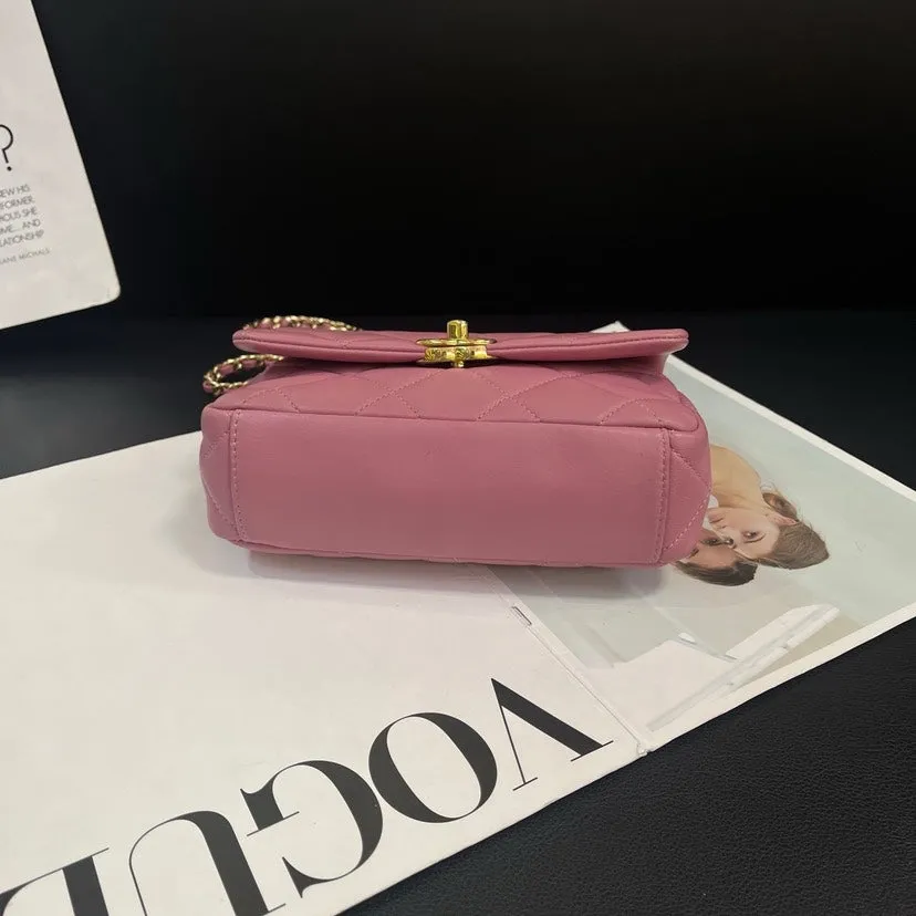 Chanel Pink Purple Diamond Studded 24C Bag 19cm