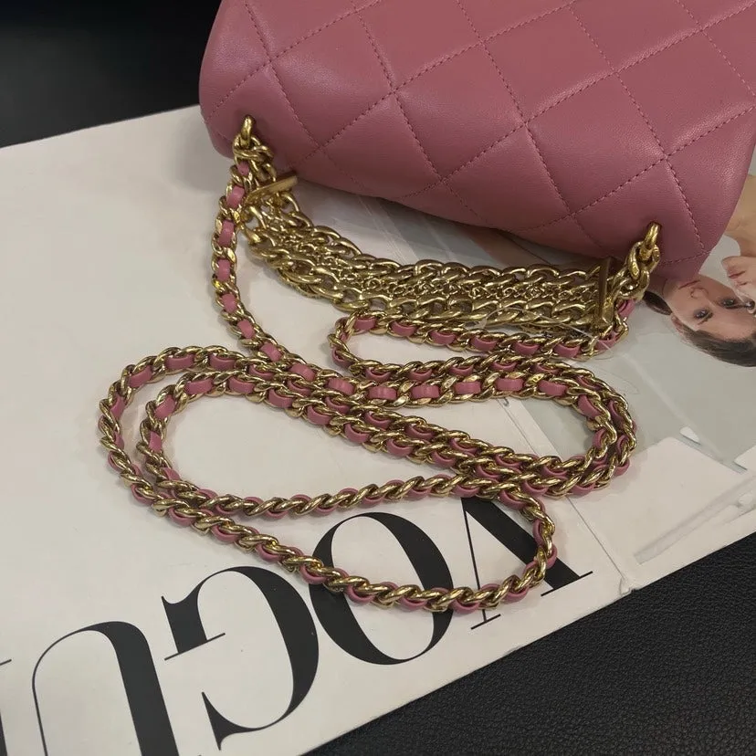 Chanel Pink Purple Diamond Studded 24C Bag 19cm