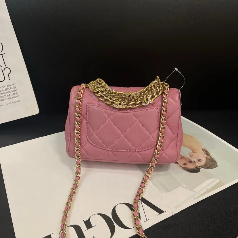 Chanel Pink Purple Diamond Studded 24C Bag 19cm