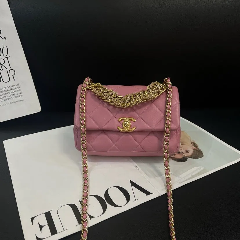 Chanel Pink Purple Diamond Studded 24C Bag 19cm