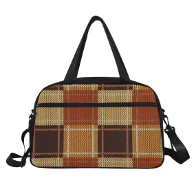 Chic Brown and Beige Checked Travel Tote Bag