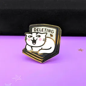 Deleting Laptop Cat (Black) Enamel Pin