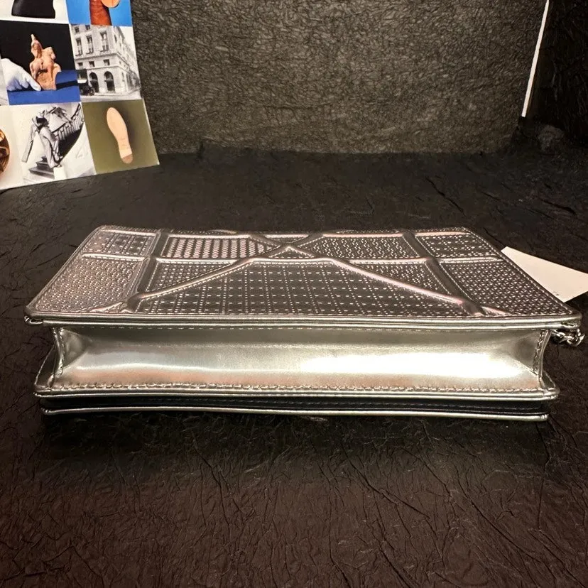 Dior Silver Cannage Shield 18.5cm Bag