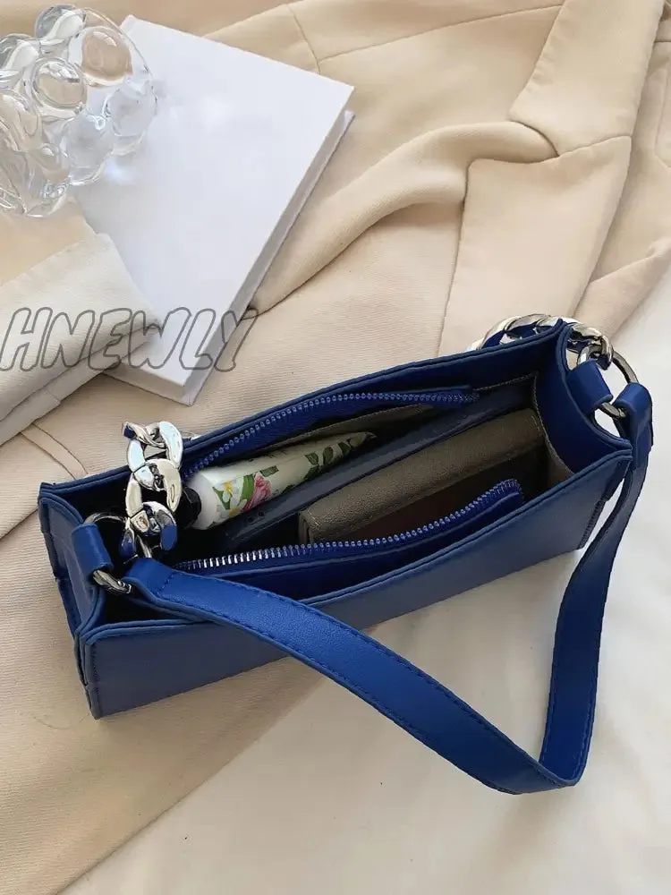 Hnewly - Minimalist Chain Handle Baguette Bag  - Women Satchels