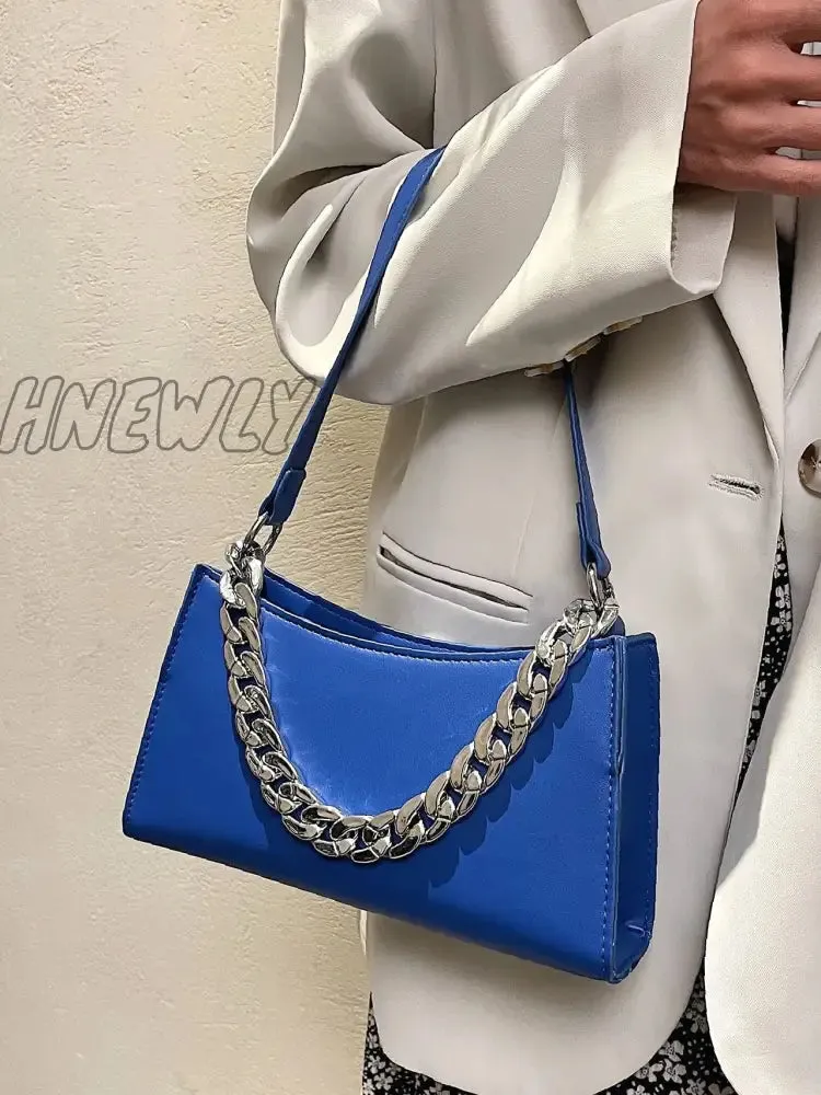Hnewly - Minimalist Chain Handle Baguette Bag  - Women Satchels
