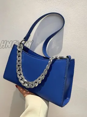 Hnewly - Minimalist Chain Handle Baguette Bag  - Women Satchels