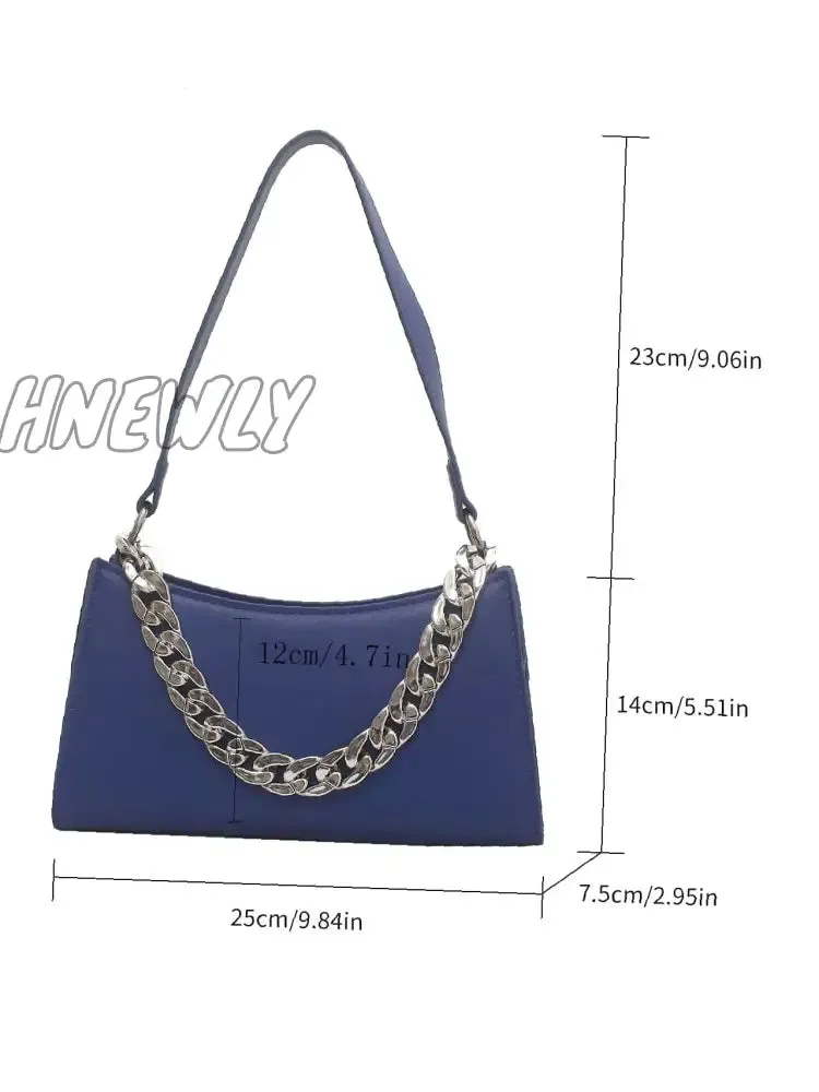Hnewly - Minimalist Chain Handle Baguette Bag  - Women Satchels