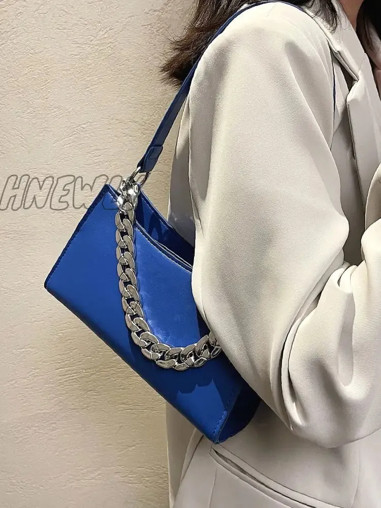 Hnewly - Minimalist Chain Handle Baguette Bag  - Women Satchels