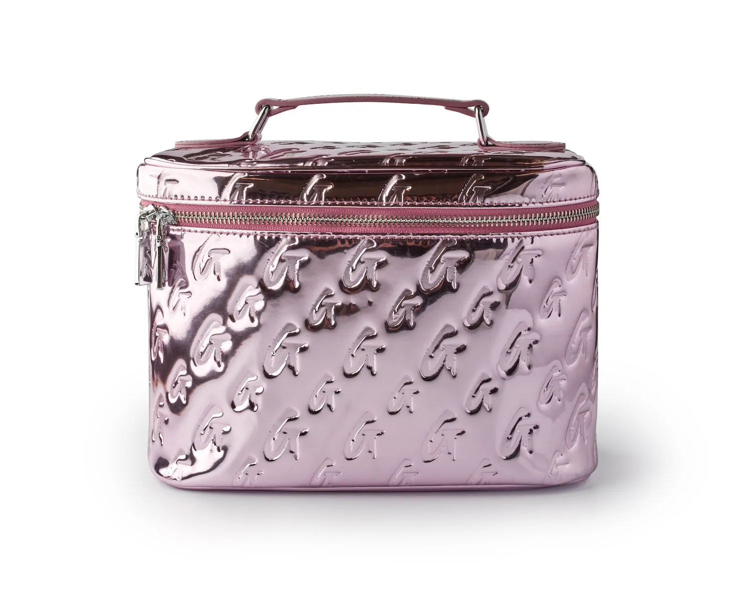 LARGE METALLIC MONOGRAM TOILETRY BAG - METALLIC PINK