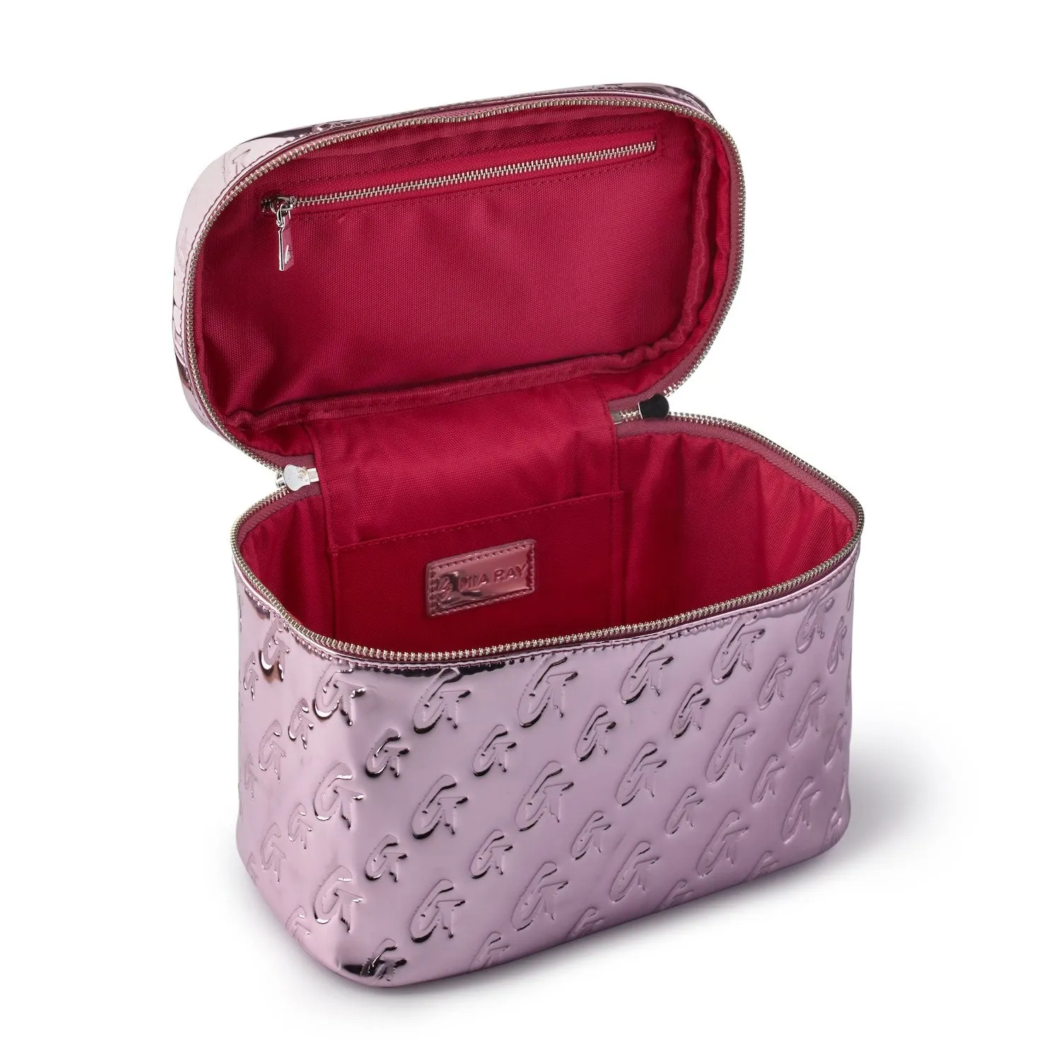 LARGE METALLIC MONOGRAM TOILETRY BAG - METALLIC PINK