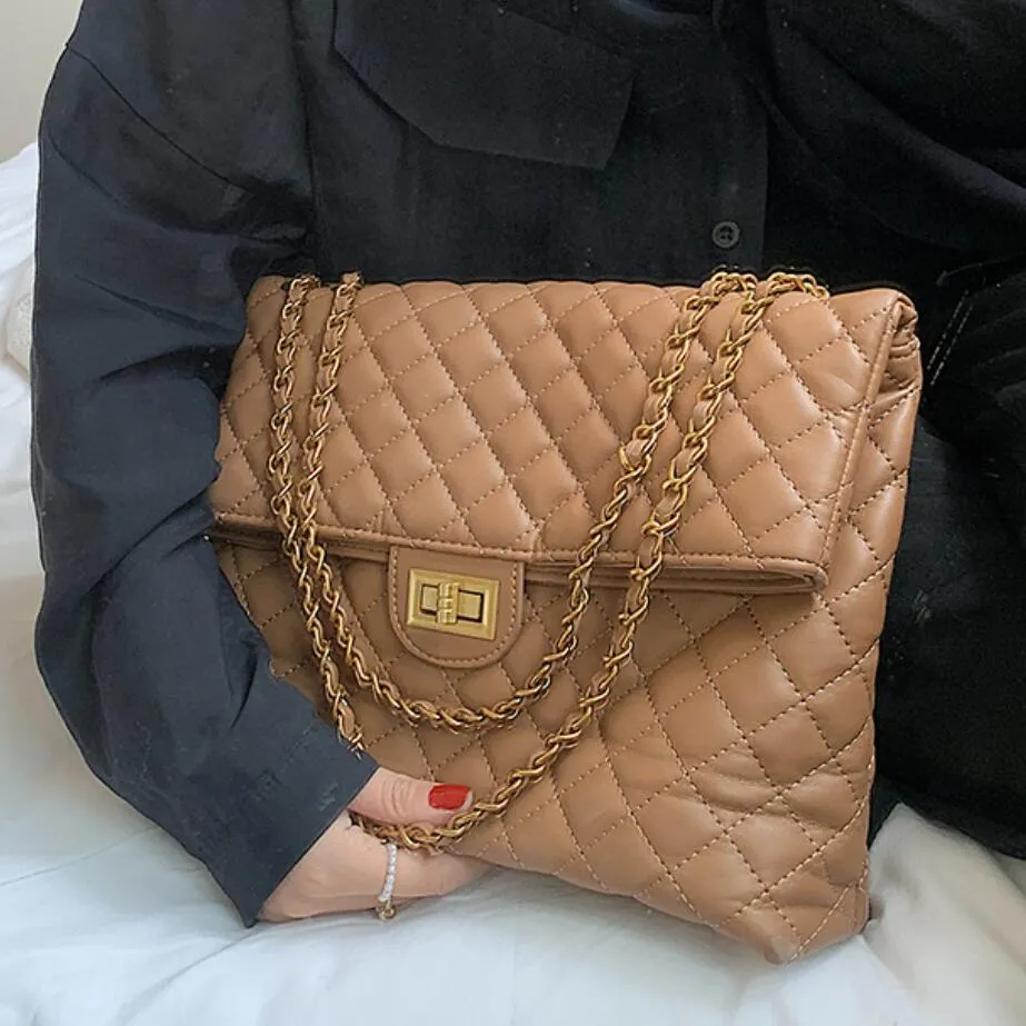 Lattice Large Underarm bag 2021 Fashion New High-quality PU Leather Women's Designer Handbag Luxury brand Shoulder Messenger Bag