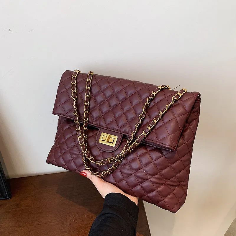 Lattice Large Underarm bag 2021 Fashion New High-quality PU Leather Women's Designer Handbag Luxury brand Shoulder Messenger Bag
