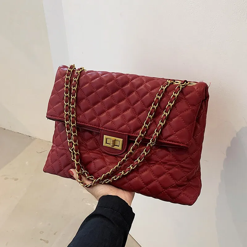 Lattice Large Underarm bag 2021 Fashion New High-quality PU Leather Women's Designer Handbag Luxury brand Shoulder Messenger Bag