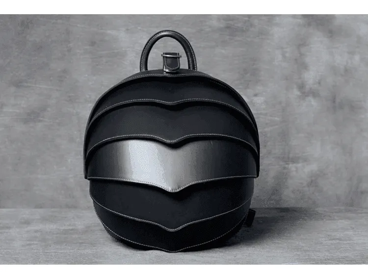 Mens Genuine Leather Backpack Unique Accordian Collapsible