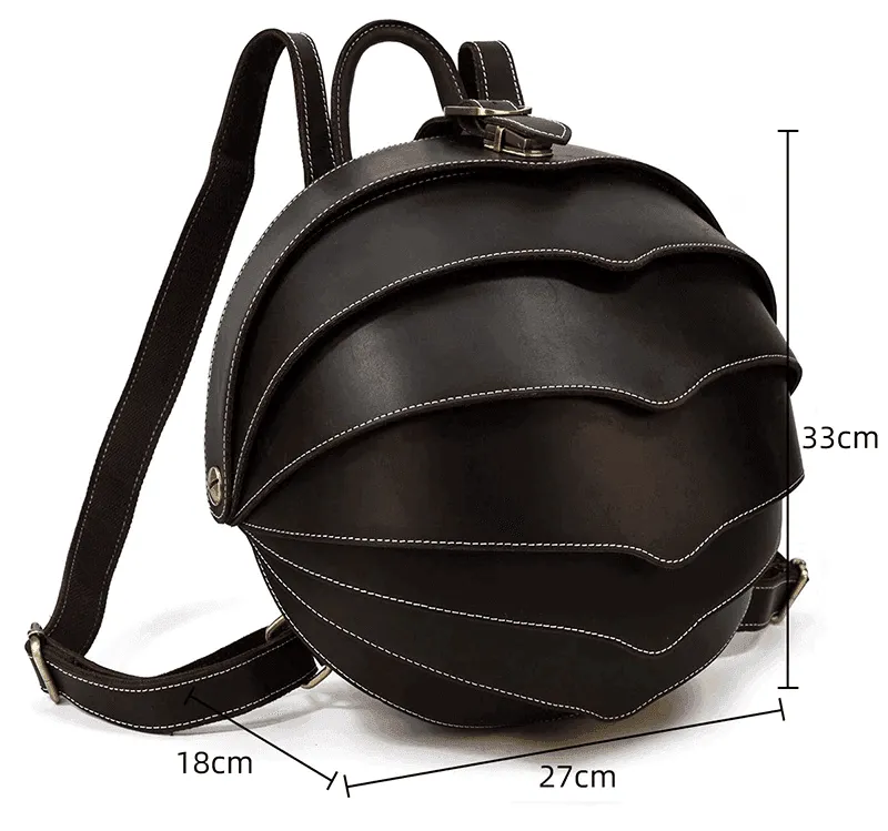 Mens Genuine Leather Backpack Unique Accordian Collapsible