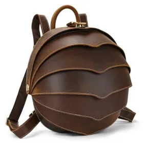 Mens Genuine Leather Backpack Unique Accordian Collapsible