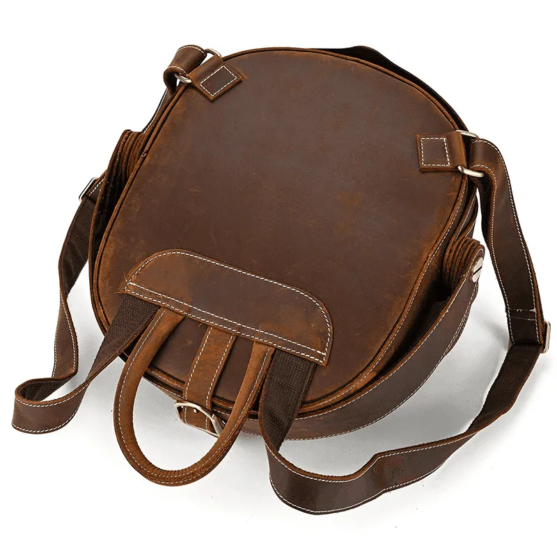 Mens Genuine Leather Backpack Unique Accordian Collapsible