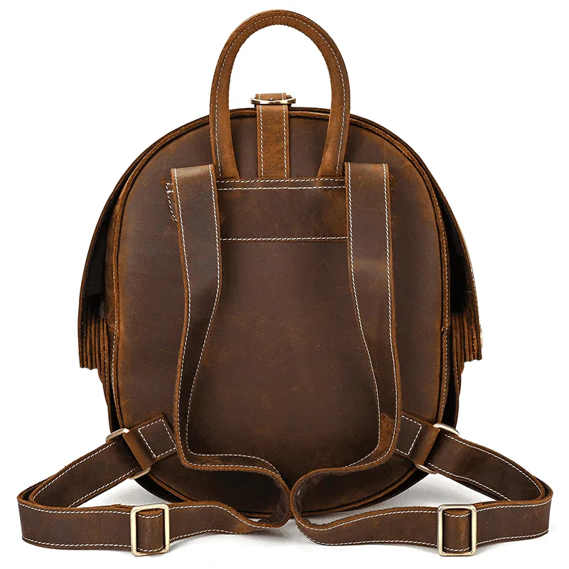 Mens Genuine Leather Backpack Unique Accordian Collapsible