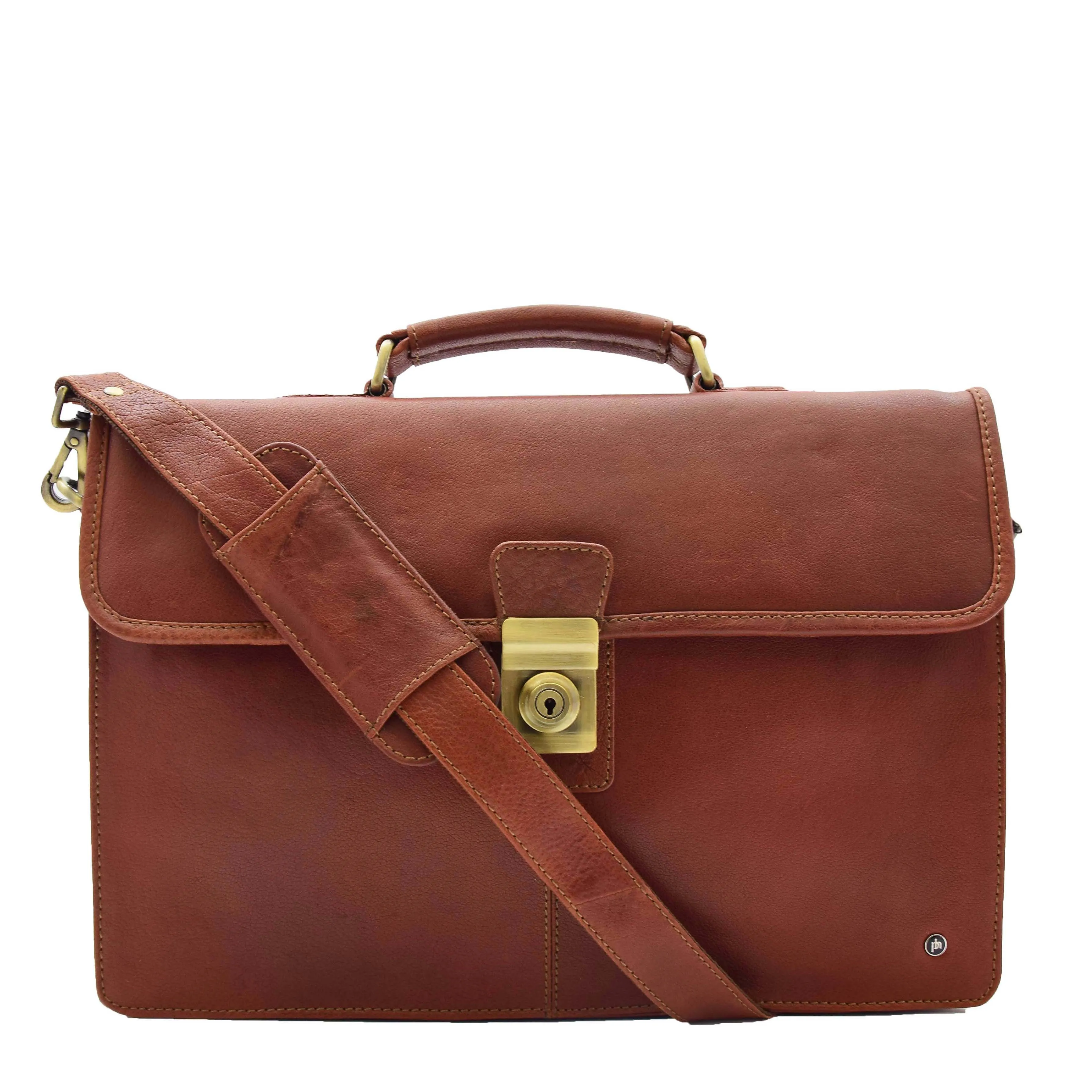 Mens Leather Briefcase Slimline Tan Business Office Bag David