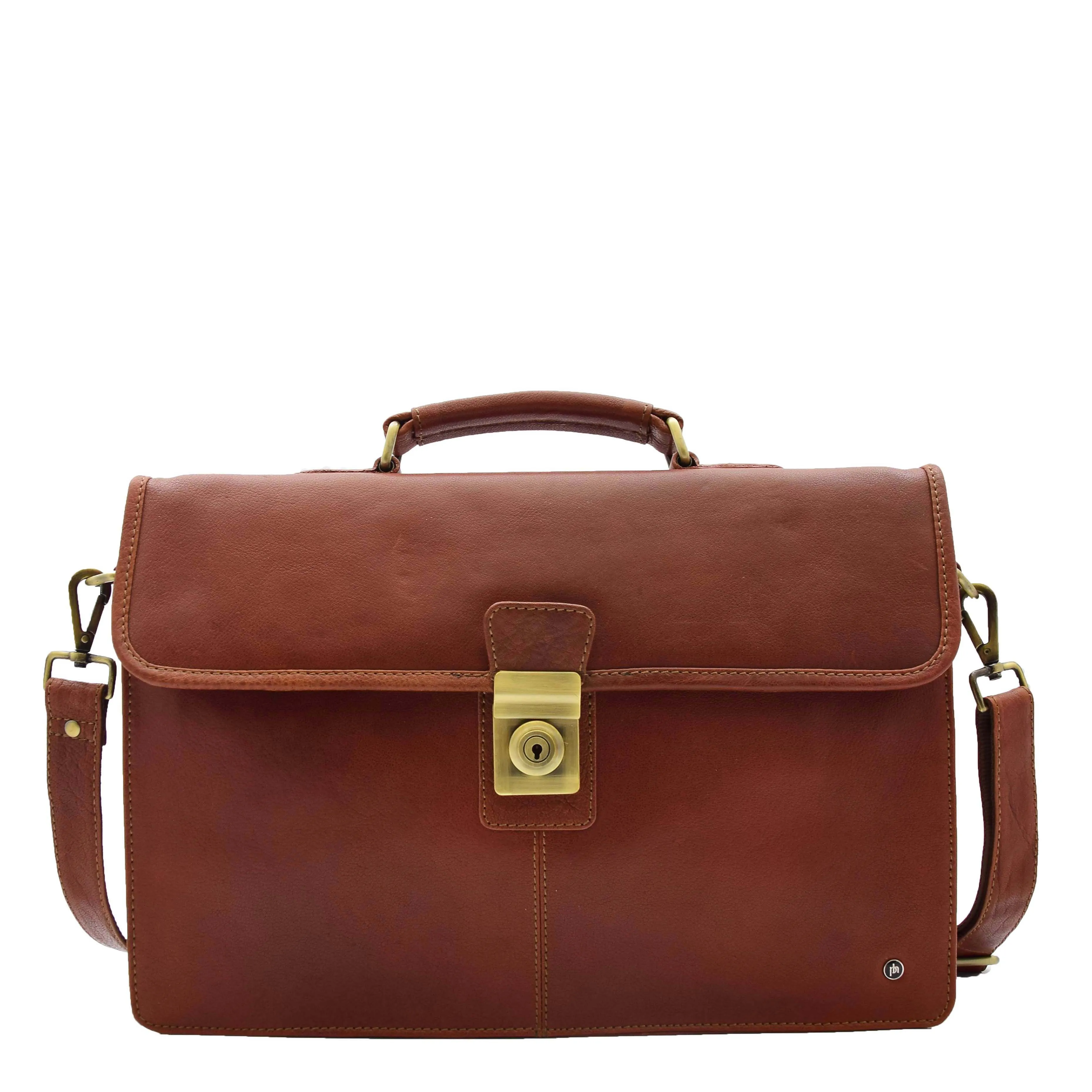 Mens Leather Briefcase Slimline Tan Business Office Bag David