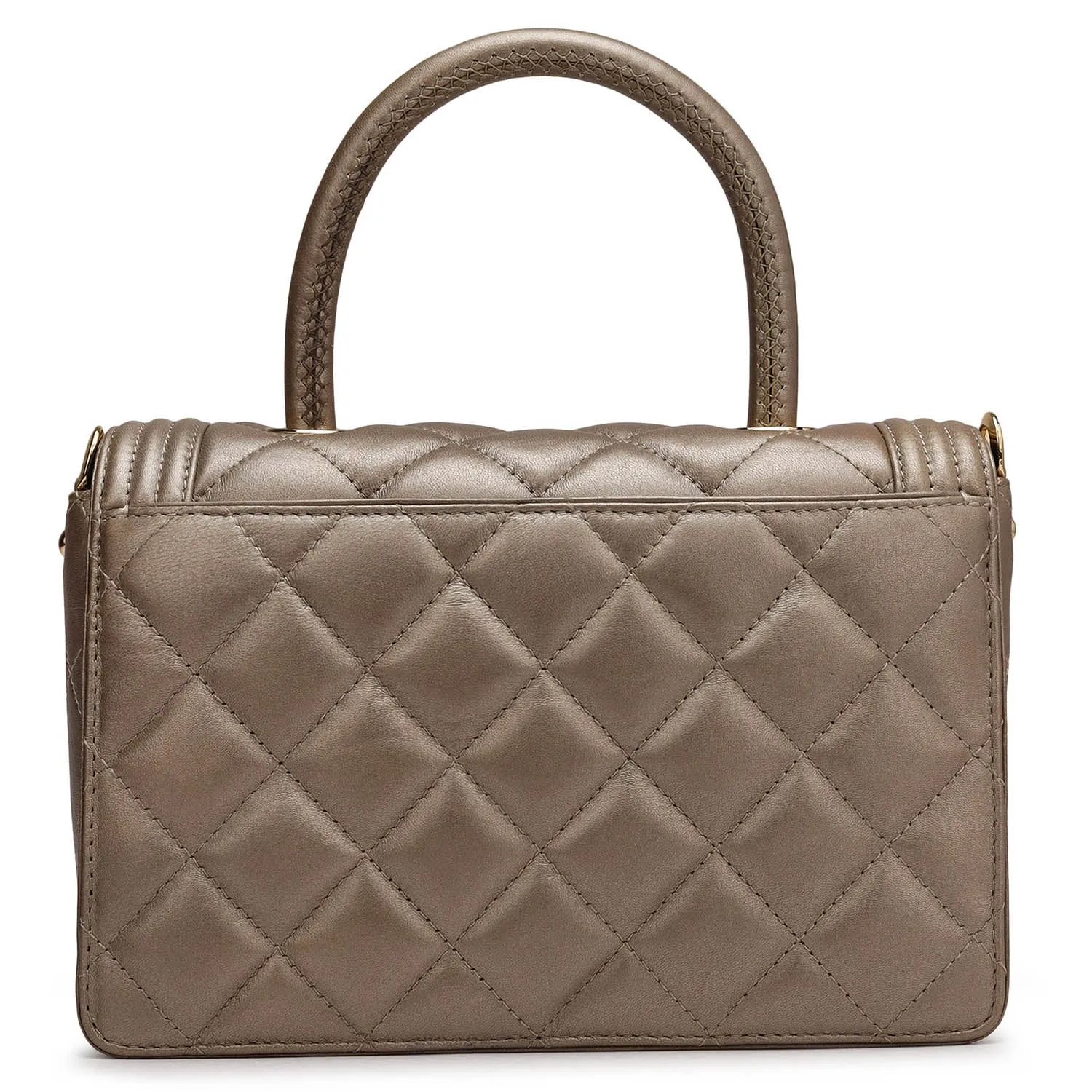 Small Quilting Leather Satchel - Bronze