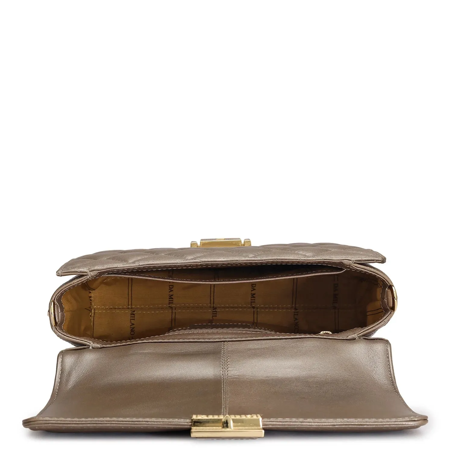 Small Quilting Leather Satchel - Bronze