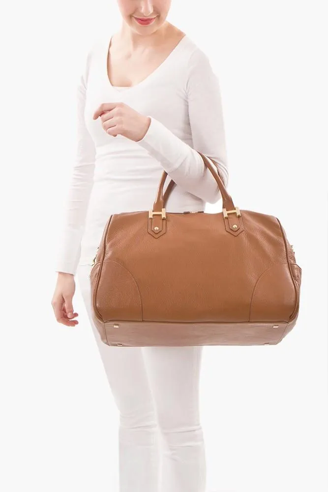 Soho Classic Pebbled/Patent Large Satchel - Black