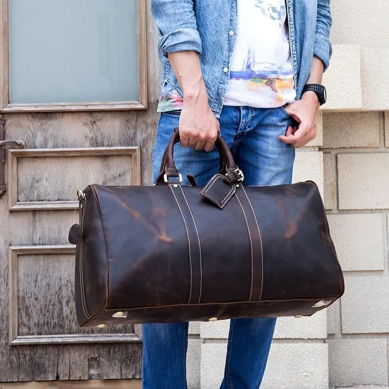 Travel Carryon Luggage Bags Genuine Leather Duffel Bag
