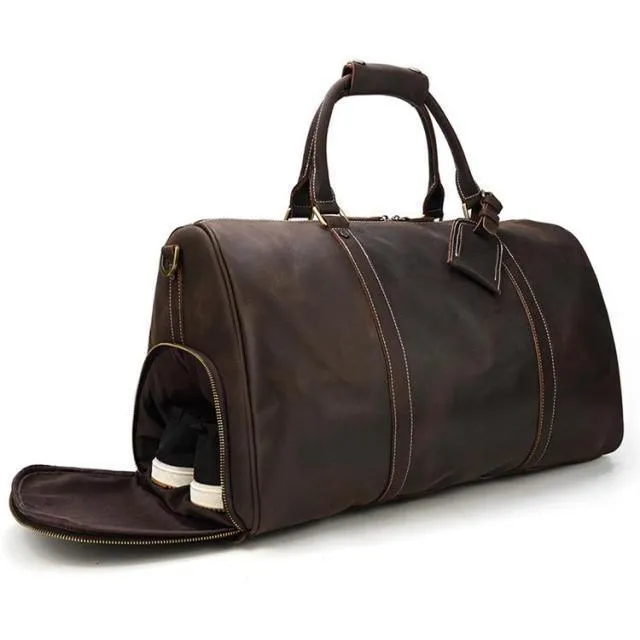 Travel Carryon Luggage Bags Genuine Leather Duffel Bag
