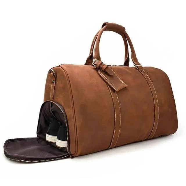 Travel Carryon Luggage Bags Genuine Leather Duffel Bag