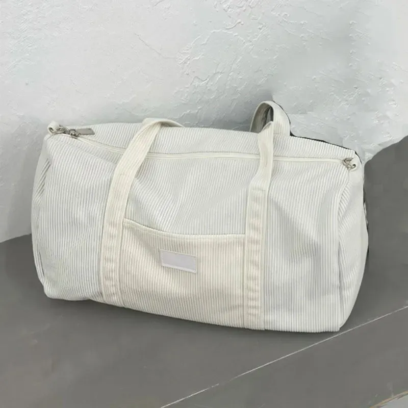 UAKISS  -  Solid Color Shoulder Bags Corduroy Luggage Weekender Travel Messenger Bag Handbag With Zipper