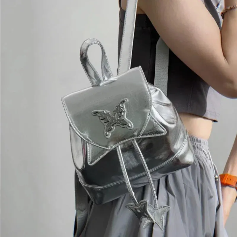 UAKISS  - Y2k Aesthetic Kawaii Cute Girls Sweet Schoolbags Korean Butterfly Fashion Drawstring Backpacks Mini Simple Women Ins School Bags