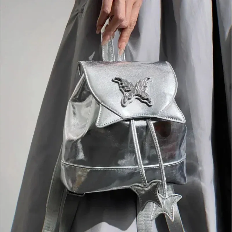 UAKISS  - Y2k Aesthetic Kawaii Cute Girls Sweet Schoolbags Korean Butterfly Fashion Drawstring Backpacks Mini Simple Women Ins School Bags