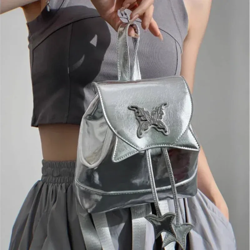 UAKISS  - Y2k Aesthetic Kawaii Cute Girls Sweet Schoolbags Korean Butterfly Fashion Drawstring Backpacks Mini Simple Women Ins School Bags