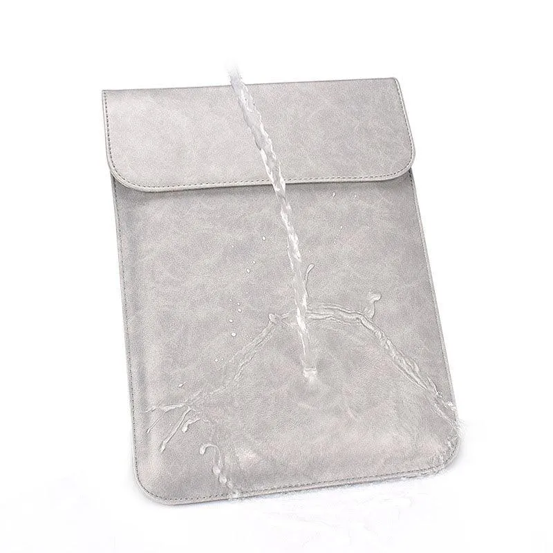 Waterproof Custom PU Leather Slim laptop Bag Sleeve-Khaki