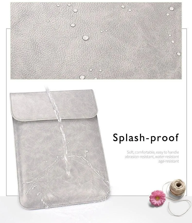 Waterproof Custom PU Leather Slim laptop Bag Sleeve-Khaki
