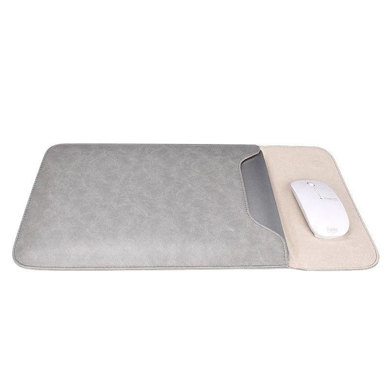 Waterproof Custom PU Leather Slim laptop Bag Sleeve-Khaki