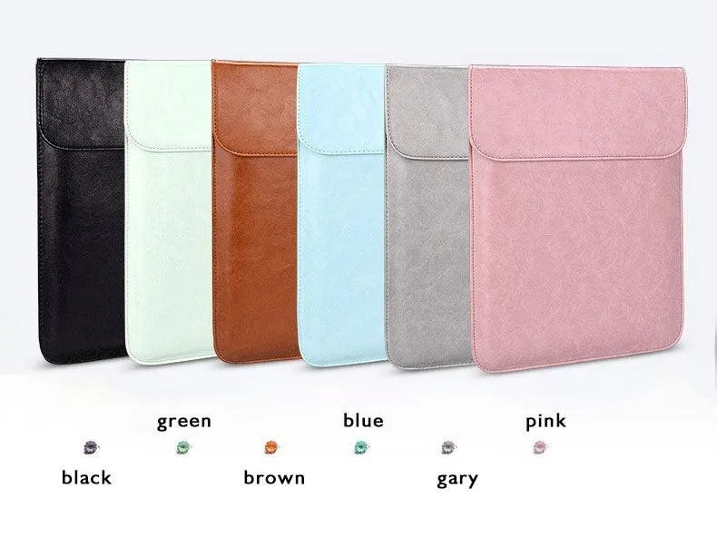 Waterproof Custom PU Leather Slim laptop Bag Sleeve-Khaki