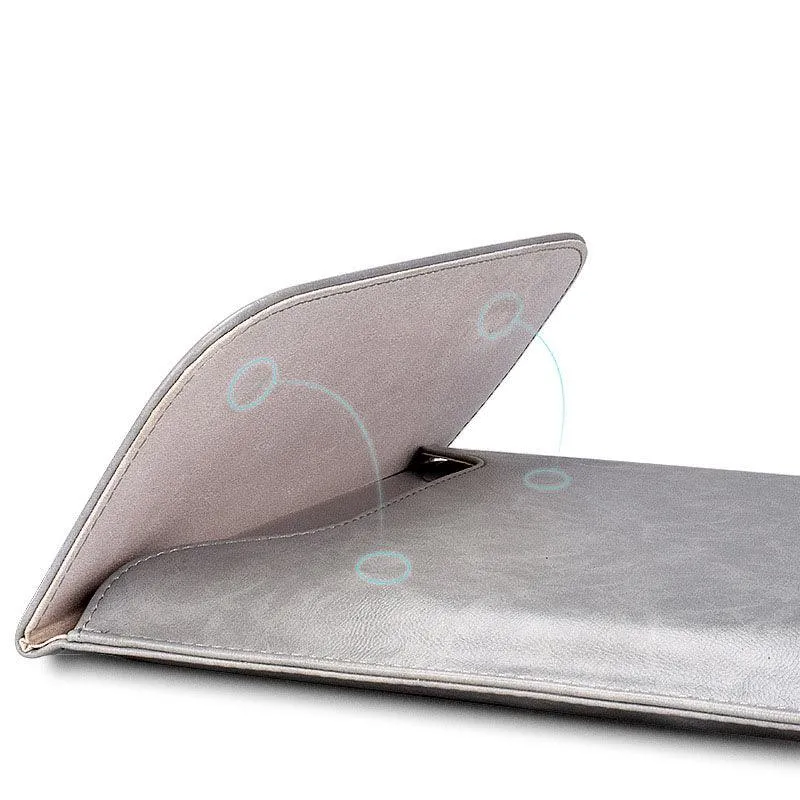 Waterproof Custom PU Leather Slim laptop Bag Sleeve-Khaki