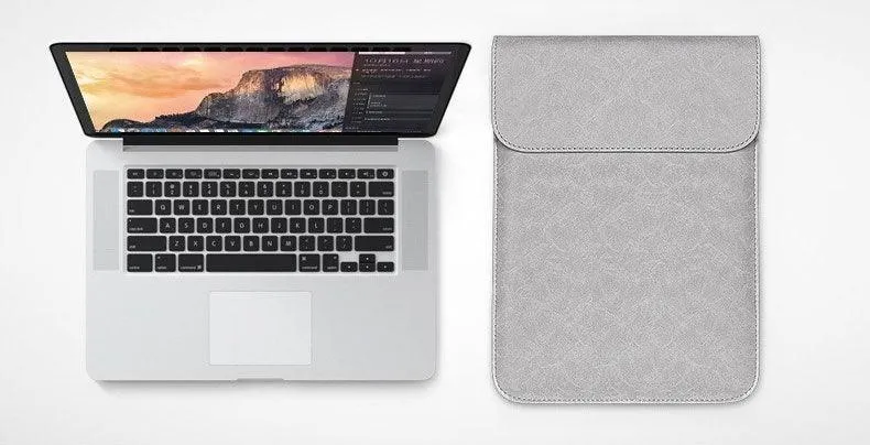 Waterproof Custom PU Leather Slim laptop Bag Sleeve-Khaki